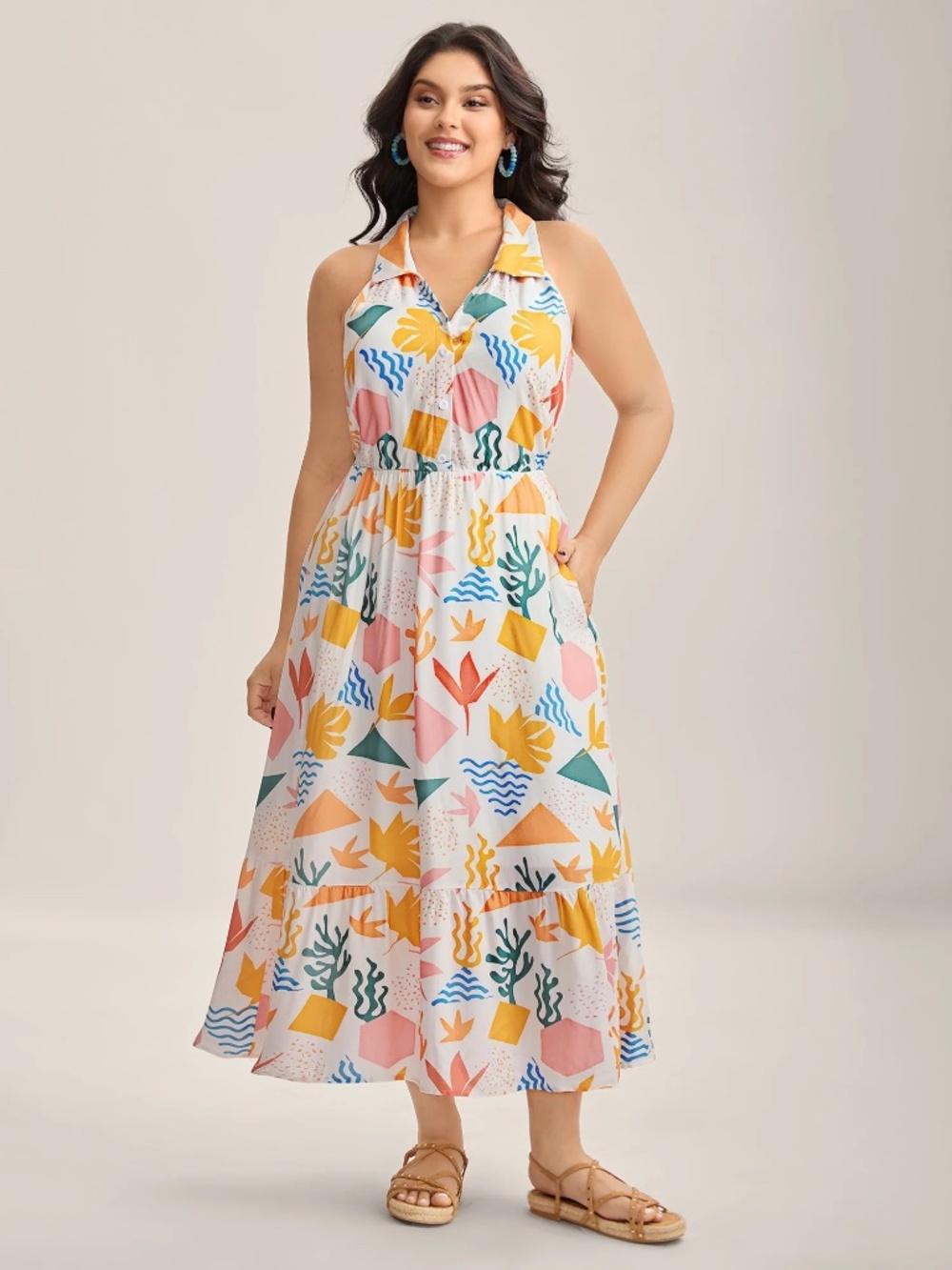 BloomChic All About Sea Stretchy Waist Midi Dress size 18